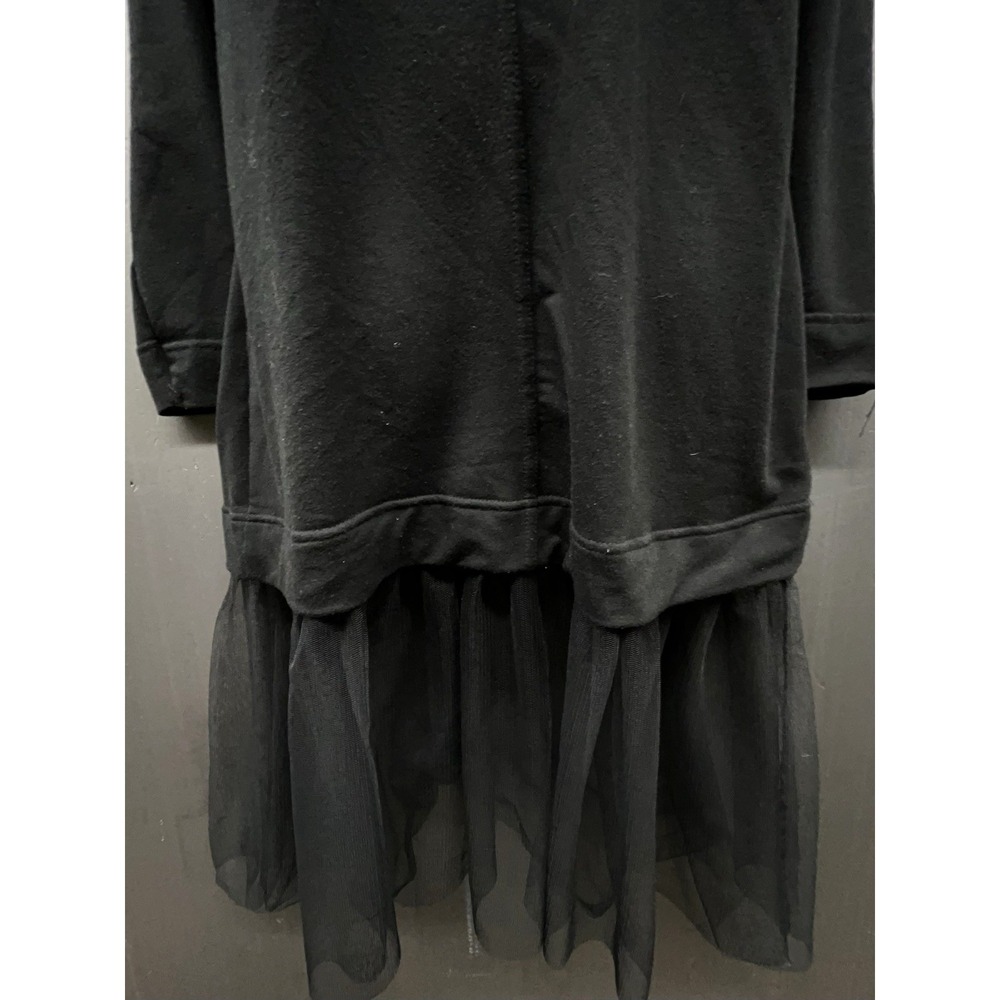 Long Sleeve Midi Dress 6 Black Tulle Ruffle Stretch Whimsigoth Dark Fairy Witchy